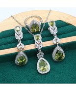 New Arrivals 925 Silver Jewelry Sets for Women Bride Olive Green Zircon ... - £24.94 GBP