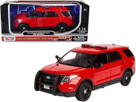 2015 Ford Police Interceptor Utility "Fire Marshal" Plain Red 1/24 Diecast Mode - $45.32