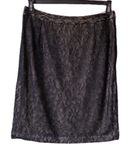 New Parke &amp; Ronen Black Lace Overlay Knee Skirt Beige Lining Jr Sz L Side Slits - £11.86 GBP