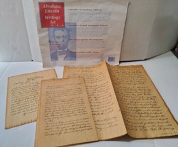 Abraham Lincoln Letters Set 4 US History Documents Homeschool Learning Antiqued  - £13.34 GBP