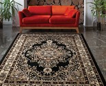 Black And Beige, 5&#39;3&quot; X 7&#39;, Oriental 5X7 Traditional Medallion Indoor Ar... - £80.39 GBP