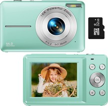 Digital Camera, Kids Camera With 32Gb Card Fhd 1080P 44Mp Vlogging, Green. - £36.73 GBP