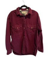 EDDIE BAUER Mens Chamois Flannel Shirt Heavy Burgundy Purple Outdoor L Tall - £15.00 GBP