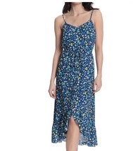 Donna Morgan Womens Sundress Blue Floral Midi V Neck Sleeveless Petites 8P New - £31.15 GBP