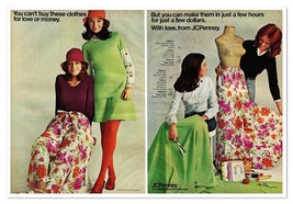 JCPenney Fabric &amp; McCall&#39;s Sewing Patterns Vintage 1972 2-Page Magazine Ad - $234.18 MXN