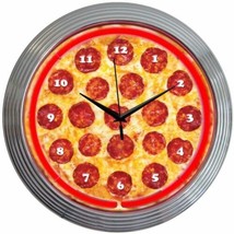 Pizza Restaurant 15&quot; Neon Wall Clock 8PIZZA - £64.49 GBP