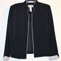 Perception Navy Blue Rhinestone Cuff Long Sleeve Womens Dress Jacket 10 - $19.78