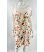 Soft Surroundings Dress Sz S Pink Peach Floral Mixed Media Short Sleeve ... - $46.06 CAD