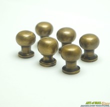 Solid Brass Retro Round Cabinet Drawer Handle Knob Pulls - 0.43" Inch Diameter - £22.38 GBP
