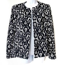 Kasper Suit Jacket Blazer Black &amp; White Print Open Front Women&#39;s Size 8 - £27.52 GBP