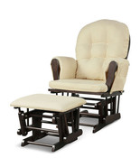 Wood Glider and Ottoman Set with Padded Armrests and Detachable Cushion-... - $272.69