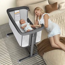 Baby Bassinet with Wheels Folding Portable Newborn Bedside Sleeper All-S... - £94.16 GBP