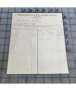 Vintage Receipt Merchants &amp; Planters Bank Burkeville Texas Newton County... - $11.32