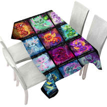 Multi Colored The Zodiacs Lil Dragons Tablecloth - $51.95 CAD+