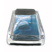 Surfing Glass Ashtray D5 4&quot;x3&quot; Hang Loose 10 Waves - £39.52 GBP