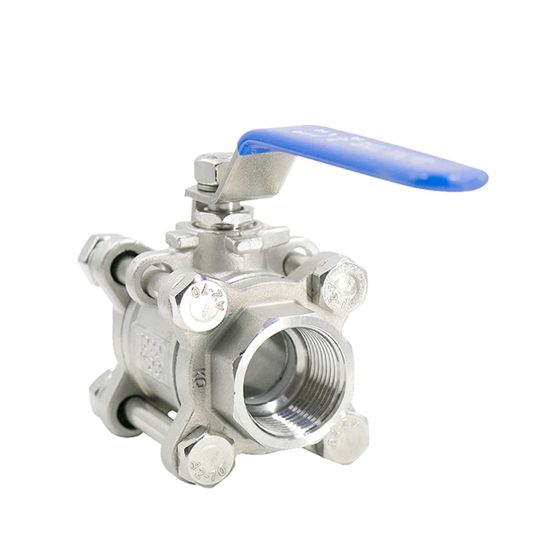 House Home 1/2&quot; 3/4&quot; 1&quot; 2&quot; Full Ports Stainless Steel Three-Piece Ball Valve Hig - £32.77 GBP