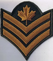 Canadian Military Forces Patch Rank Sergeant Bronze Gold 4&quot; x 4&quot; - £2.90 GBP