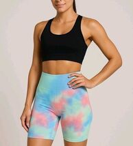 Maxxim Tie Dye Butt Ruched Biker Shorts Women’s Size Small High Waist - $18.99