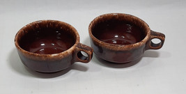 Hull Soup Chilli Bowl with Handle Brown Drip Glaze Oven Proof 5&quot; USA Lot 2 - $18.07