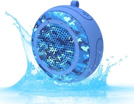 CYBORIS IPX7 Waterproof Outdoor Bluetooth Speaker Shower, Camouflage Blue - £32.04 GBP