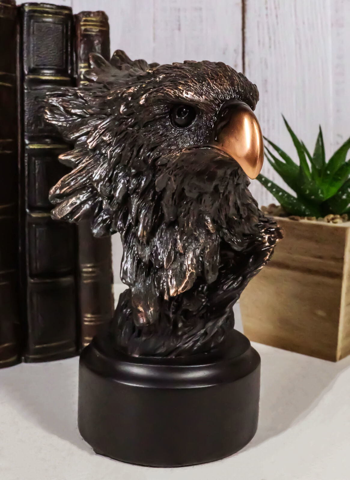 Patriotic American Bald Eagle Bust Bronze Electroplated Resin Figurine W... - $35.99