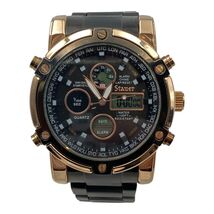 Stauer Due Volta 52318 Chronograph Watch Rose Gold Tone Black Dial Stain... - $65.00