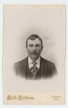 Antique Circa 1880s Cabinet Card Handsome Man With Mustache Mathson Astoria, OR - £9.57 GBP