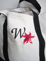W Monogram Cotton Canvas Tote Bag New 16 x 13 Machine Wash and Dry Made ... - $18.99