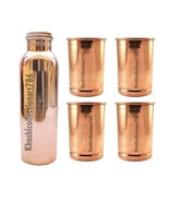 Pure Copper Water Drinking Bottle 4 Plain Tumbler Glass Ayurveda Health ... - £32.43 GBP