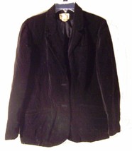 Butterfly Black Velvet Blazer Jacket with 2 Buttons and Pockets Size 14 - £28.85 GBP