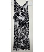 Effortless Style by Citiknits Black Animal Print Midi Tank Dress Size XL - $29.99