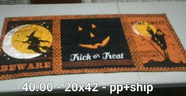 halloween table runner witch haunted house pumpkin handmade quilted  - $37.23