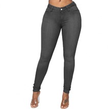 Autumn Solid Color High Elastic Women Jeans Button Zipper Fly Butt-lift... - £17.78 GBP