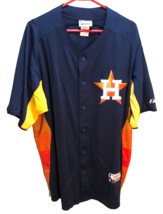 Houston Astros MLB Navy Blue Majestic Cool Base Rainbow Baseball Sewn Jersey XL - £45.91 GBP