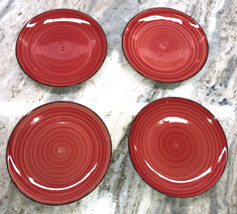 Red Swirl Set Of 4 Royal Norfolk 7 1/2&quot;Dessert Snack Appetizer Plates-NE... - $59.28
