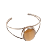 Vintage Sterling and Tiger&#39;s Eye Cuff Bracelet Huge Stone Beautiful - $959.46 MXN