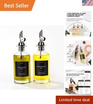 Modern Glass Oil and Vinegar Dispenser Set of 2 - Weighted Pour Spout Sy... - $49.50