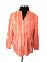 Liz &amp; Co Blouse Women&#39;s Size X-Large Pullover with buttons Sunset Colors Cotton - £11.94 GBP
