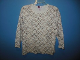 Ladies J M Collection Pull Over Blouse XLarge Ivory,Brown,&amp;Beige - $10.99
