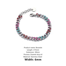 Punk Stainless Steel O-shape Enamel Curb Cuban Bracelet&amp;Necklaces for Men Women  - £16.02 GBP