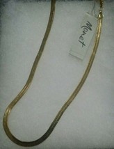 NWT Vintage Monet 5mm 18&quot; Length Herringbone Chain Necklace Yellow Gold》Gorgeous - £78.87 GBP