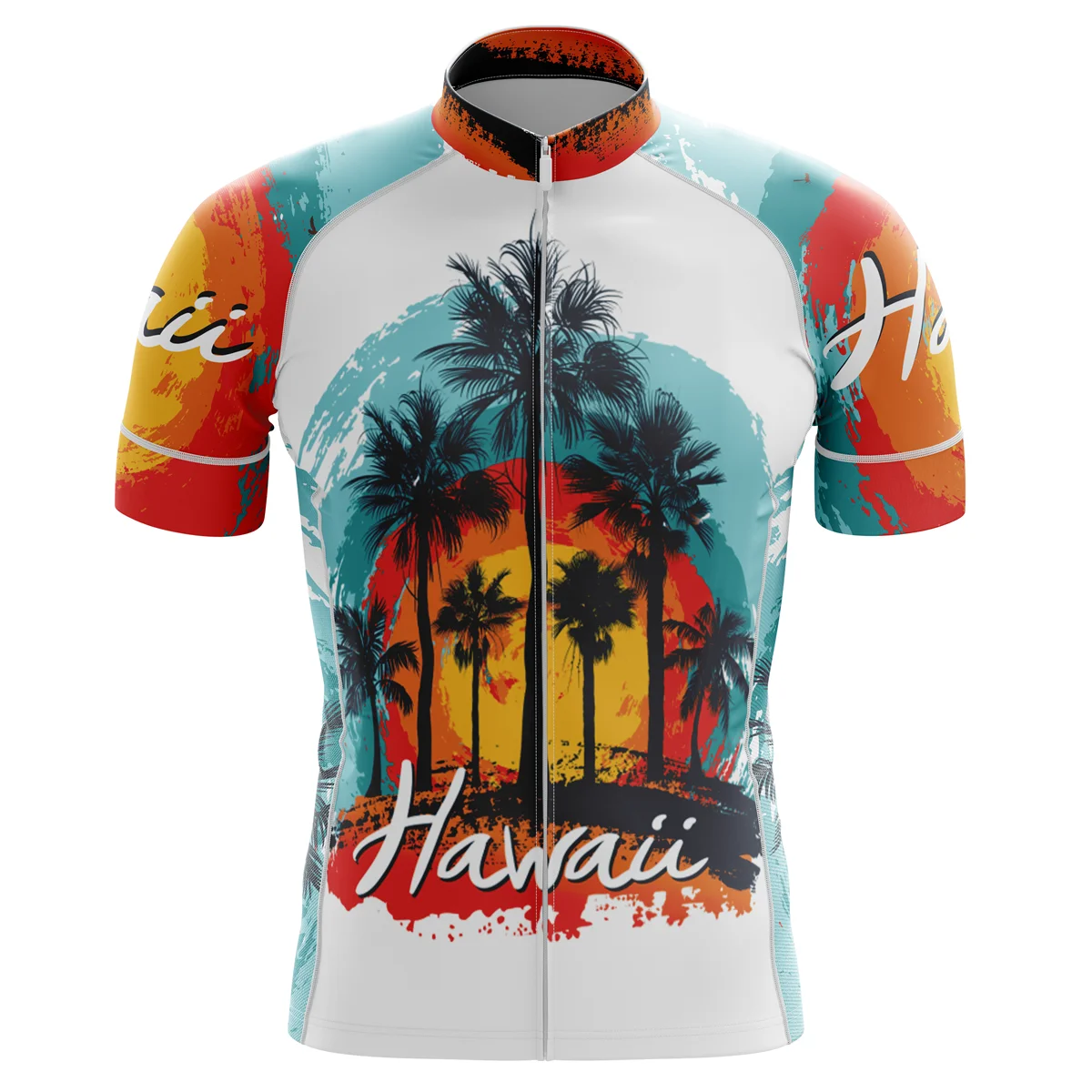 Sporting HIRBGOD 2020 New Hawaii Tropical Paradise Men&#39;s Bike  Yellow Short Slee - £58.19 GBP