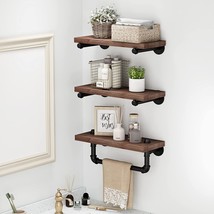 Industrial Iron Pipe Shelves Wall Mount Wood Floating Shelf Rustic Diy Storage S - £103.10 GBP