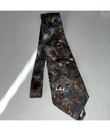 The Disney Store Men&#39;s Tie Browns &amp; Teal Print w/ Mickey - £11.80 GBP