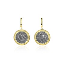 925 Sterling Silver Vintage Coin Dangle Earing Designer Gold Unique Dangly Earri - £31.30 GBP