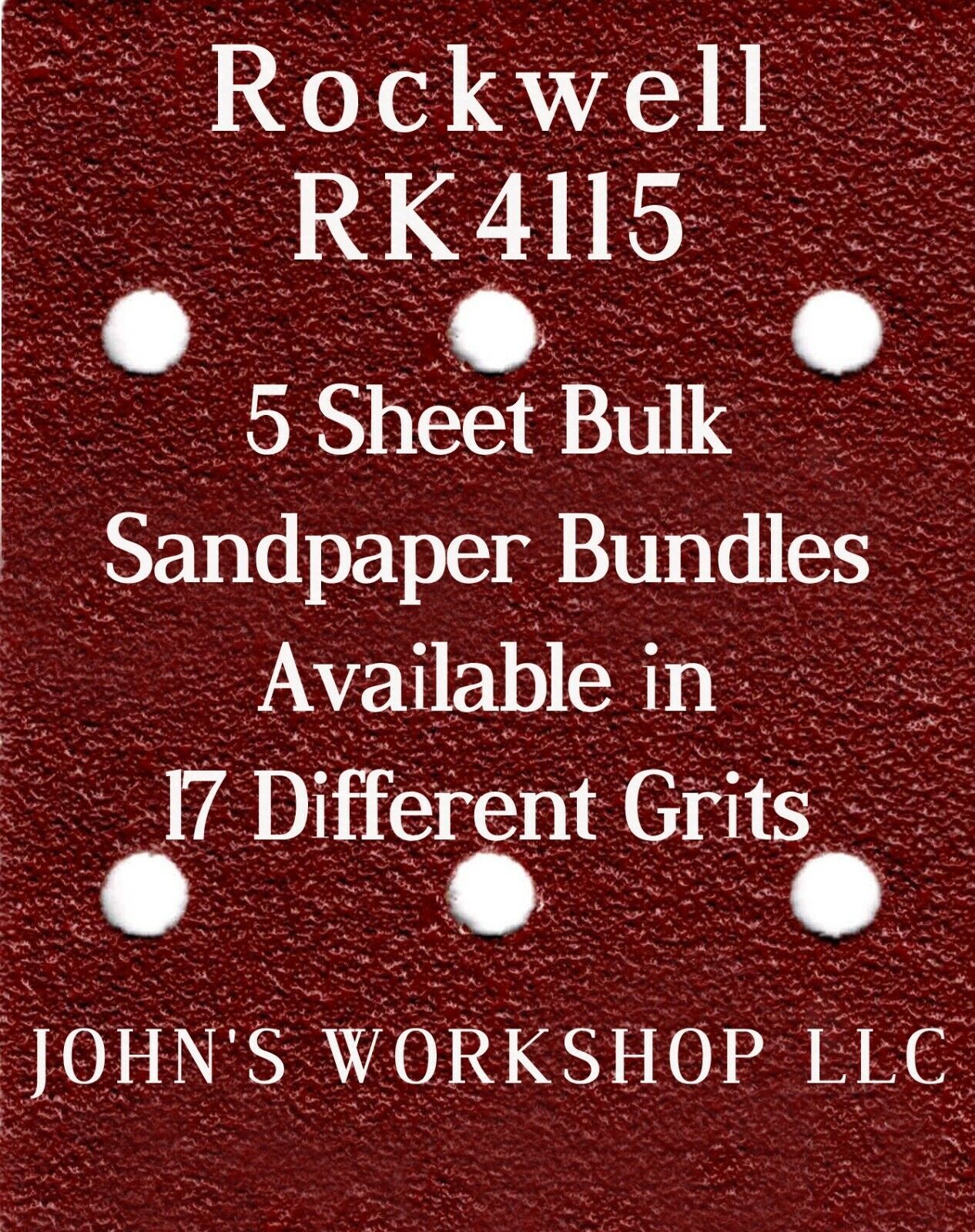 Rockwell RK4115 - 1/4 Sheet - 17 Grits - No-Slip - 5 Sandpaper Bulk Bundles - $4.99