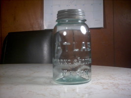 Vtg Atlas Strong Shoulder Mason Cornflower Blue/Blue Qt Mason Jar #6 w/Z... - $25.00