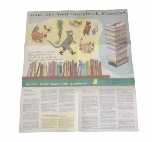 Scott Foresman &amp; Company Vintage 1963 Classroom Poster “Storybook Friend... - $46.53
