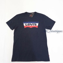 NWT Levi&#39;s Men&#39;s Batwing Logo Graphic Tee Shirt Top Cotton Navy Midnight Size S - £14.90 GBP