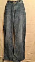 Twenty X Women&#39;s Size 13/34 Jeans Blue Denim Factory Distressed Five Pocket - £8.56 GBP